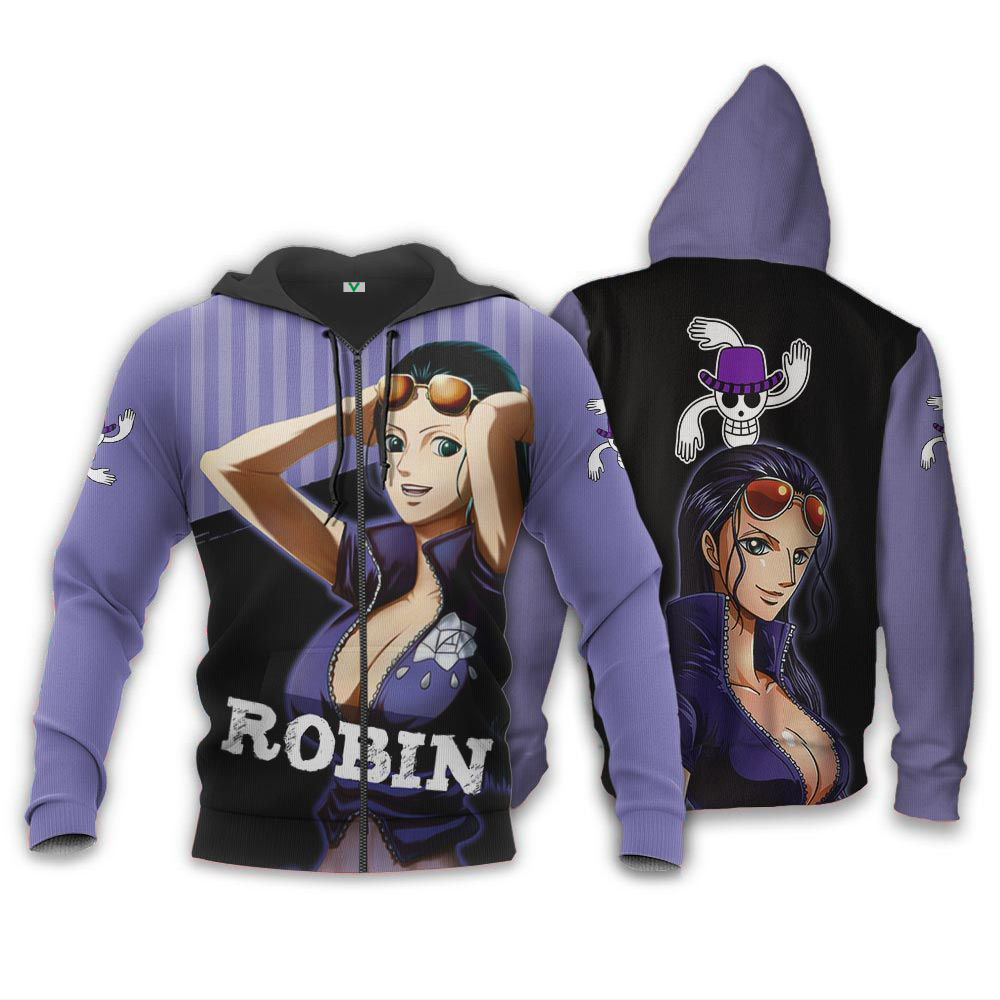 ONE PIECE Nico Robin Purple Zip Up Hoodie ONE PIECE Nico Robin Purple Zip Up Hoodie