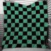 DEMON SLAYER Tanjiro Kamado Green Black Quilt Blanket