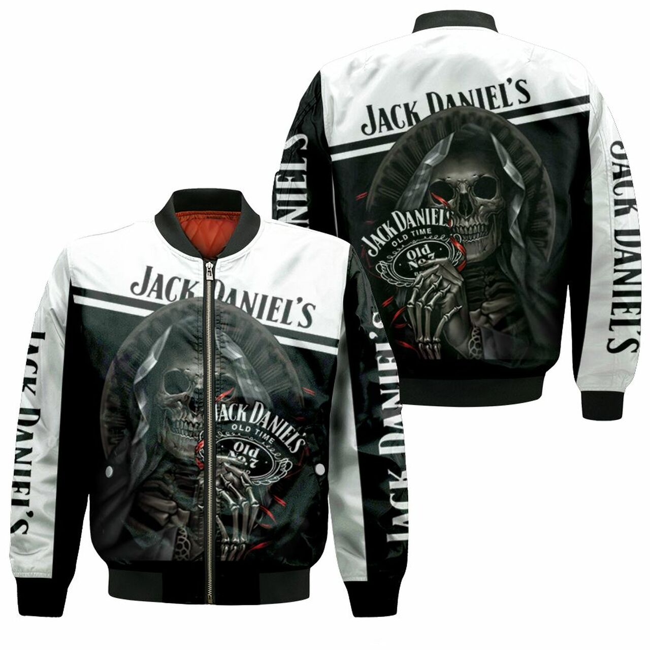 Jack Daniel’s Skull Holds Logo Bomber Jacket Jack Daniel’s Skull Holds Logo Bomber Jacket