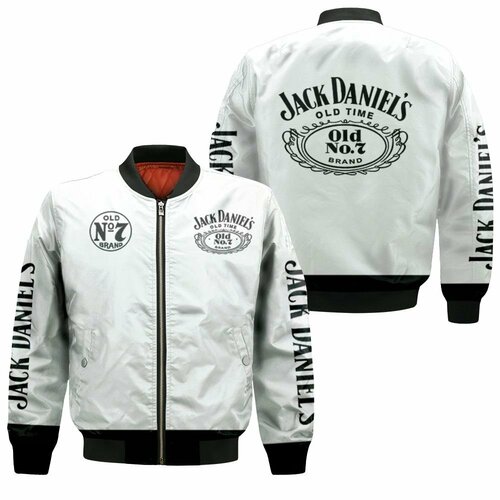 Jack Daniel’s Simple Style White Bomber Jacket Jack Daniel’s Simple Style White Bomber Jacket