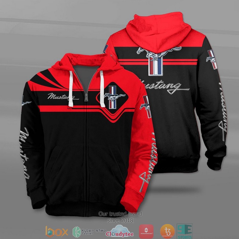 Ford Mustang Red Zip Up Hoodie Ford Mustang Red Zip Up Hoodie