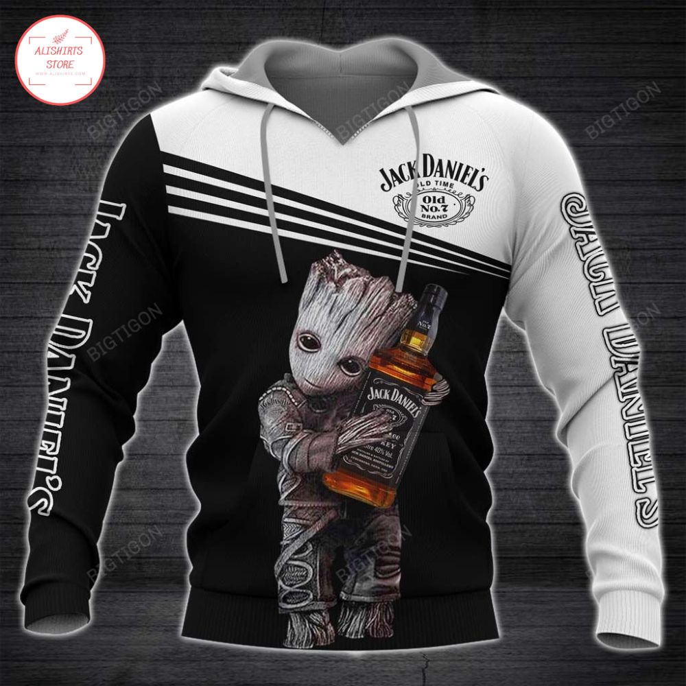 Jack Daniel’s Whiskey Baby Groot Black White Pullover Hoodie V1 Jack Daniel’s Whiskey Baby Groot Black White Pullover Hoodie V1