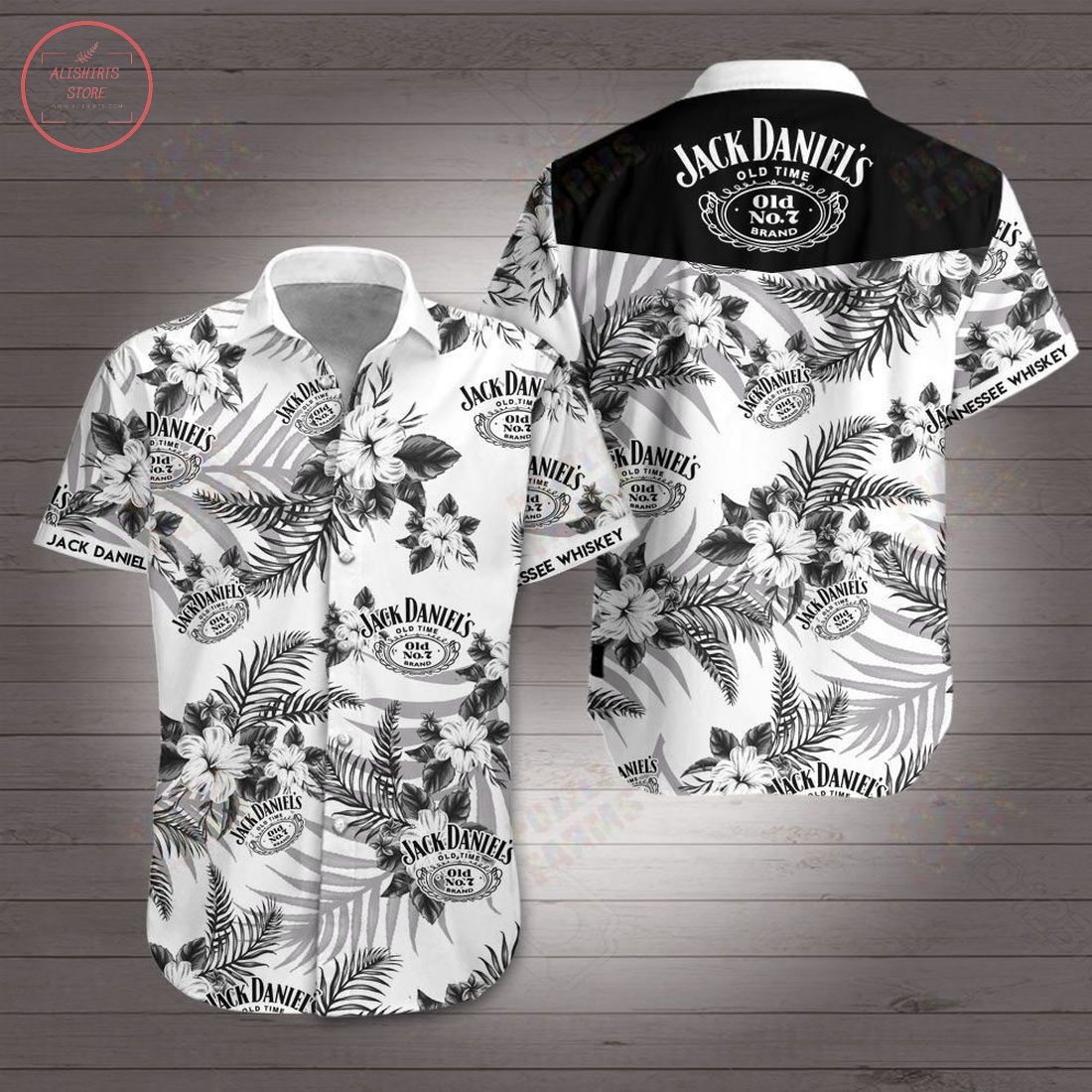 Jack Daniel’s Tennessee Whiskey Black White Hawaiian Shirt Jack Daniel’s Tennessee Whiskey Black White Hawaiian Shirt