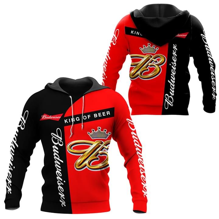 Budweiser King Of Beers Red Black Pullover Hoodie V1 Budweiser King Of Beers Red Black Pullover Hoodie V1
