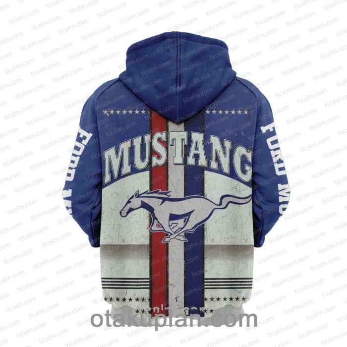 Ford Mustang Blue White Pullover Hoodie Ford Mustang Blue White Pullover Hoodie