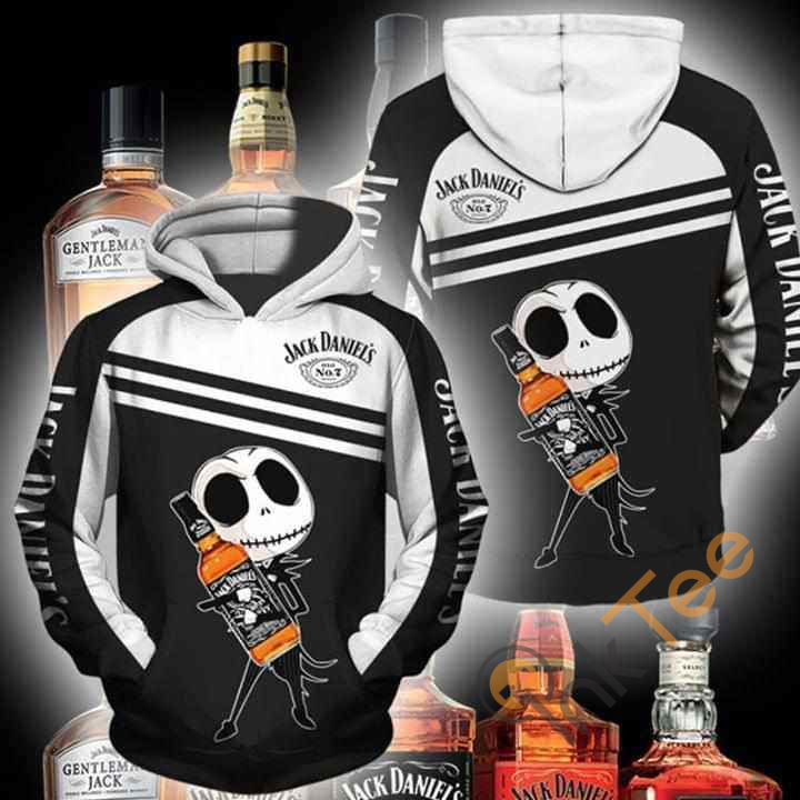 Jack Daniel’s Jack Skellington Halloween Black White Pullover Hoodie Jack Daniel’s Jack Skellington Halloween Black White Pullover Hoodie