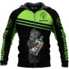 Jägermeister Baby Groot Green Black Zip Up Hoodie