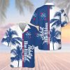 Pabst Blue Ribbon Coconut Trees White Blue Hawaiian Shirt