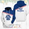 Pabst Blue Ribbon White Blue Split Pullover Hoodie
