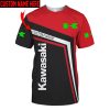 Kawasaki Motorcycles Custom Name Red Black T-Shirt