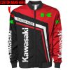Kawasaki Motorcycles Custom Name Red Black Bomber Jacket