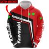 Kawasaki Motorcycles Custom Name Red Black Pullover Hoodie