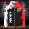 Ducati White Black Red Zip Up Hoodie V1