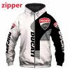 Ducati White Black Zip Up Hoodie V2