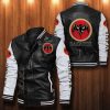 Bacardi Black White Leather Bomber Jacket