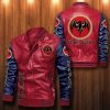 Bacardi Red Navy Blue Leather Bomber Jacket