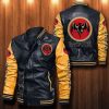 Bacardi Yellow Black Leather Bomber Jacket