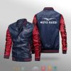 Moto Guzzi Navy Blue Red Leather Bomber Jacket
