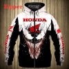 Honda Motorcycles White Black Zip Up Hoodie