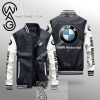BMW Motorrad Black White Leather Bomber Jacket