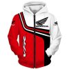 Honda Motorcycles Red White Zip Up Hoodie