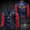 Chevrolet Corvette Navy Blue Red Leather Bomber Jacket