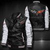 Chevrolet Corvette Black White Leather Bomber Jacket