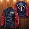 Chevrolet Camaro Navy Blue Red Leather Bomber Jacket