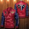 Chevrolet Camaro Red Navy Blue Leather Bomber Jacket
