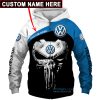 Volkswagen Custom Name Skull Zip Up Hoodie
