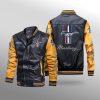 Ford Mustang Black Yellow Leather Bomber Jacket