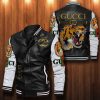 Gucci Tiger Black White Leather Bomber Jacket
