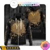 Louis Vuitton Logo Center Brown Splash Black Zip Up Hoodie