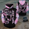 Jeep Black Pink Girl Zip Up Hoodie