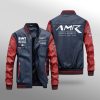 Aston Martin Red Navy Leather Bomber Jacket