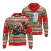 ATTACK ON TITAN Eren Yeager Red Ugly Christmas Pullover Hoodie