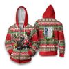 ATTACK ON TITAN Eren Yeager Red Ugly Christmas Zip Up Hoodie