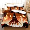 ATTACK ON TITAN Eren Yeager Burning Village Bedding Set