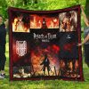 ATTACK ON TITAN Eren Yeager Burning Village Quilt Blanket