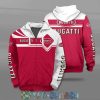Bugatti Red White Zip Up Hoodie