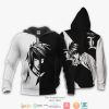 DEATH NOTE L Lawliet Black White Zip Up Hoodie