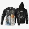 DEATH NOTE L Lawliet Black Zip Up Hoodie