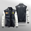 Ferrari Black White Leather Bomber Jacket