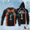 HAIKYU Daichi Sawamura Black Orange Zip Up Hoodie