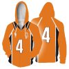 HAIKYU Yu Nishinoya Orange Zip Up Hoodie