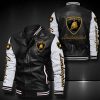 Lamborghini Black White Leather Bomber Jacket