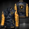 Lamborghini Black Yellow Leather Bomber Jacket