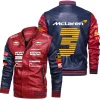 McLaren Navy Red Leather Bomber Jacket
