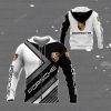 Porsche Black White Zip Up Hoodie