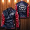 Toyota Land Cruiser Navy Red Leather Bomber Jacket